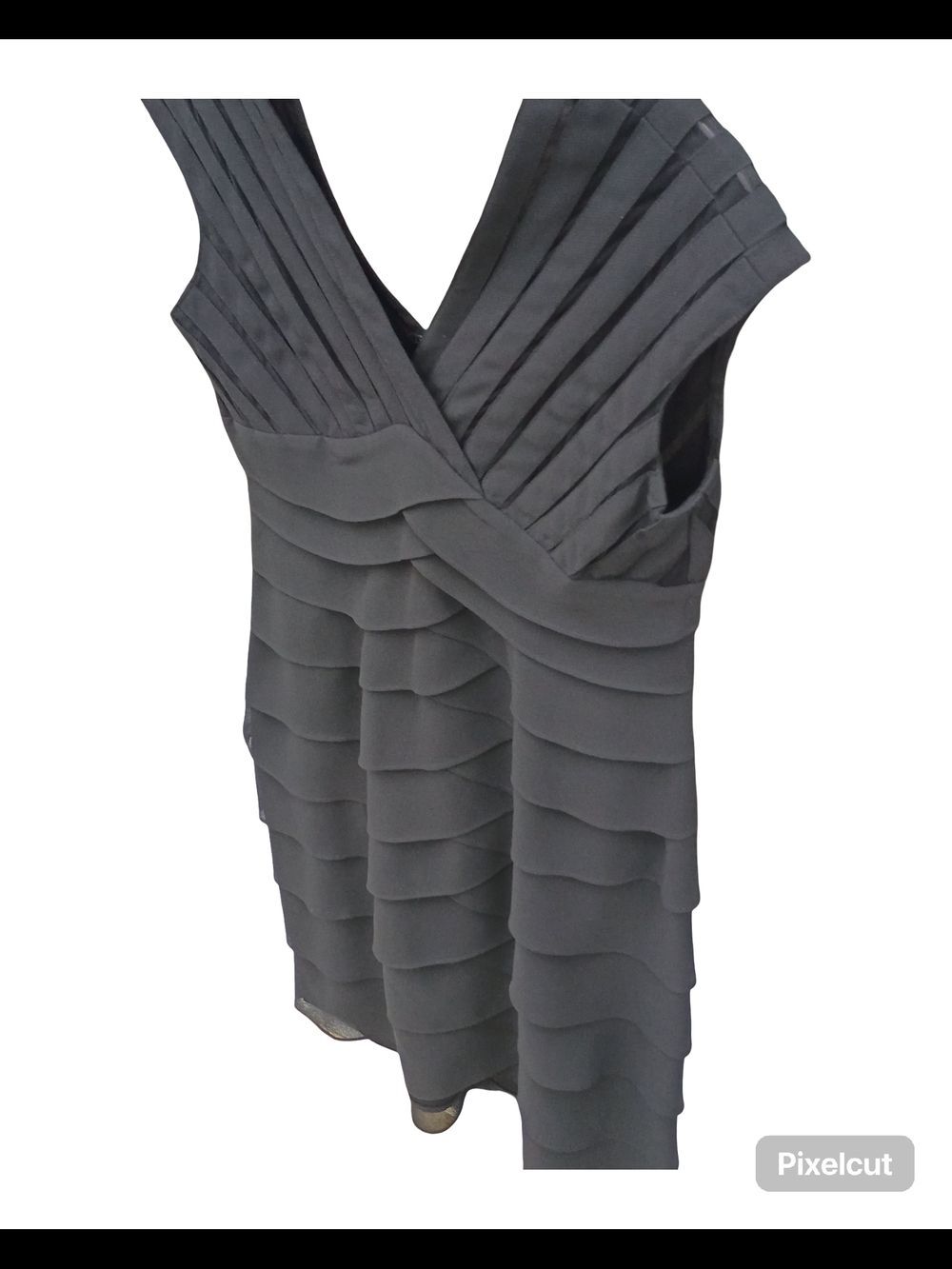 Vintage Scarlett Nite Pleated V-Neck Tiered Midi Dress Size 6 - Picture 3 of 14